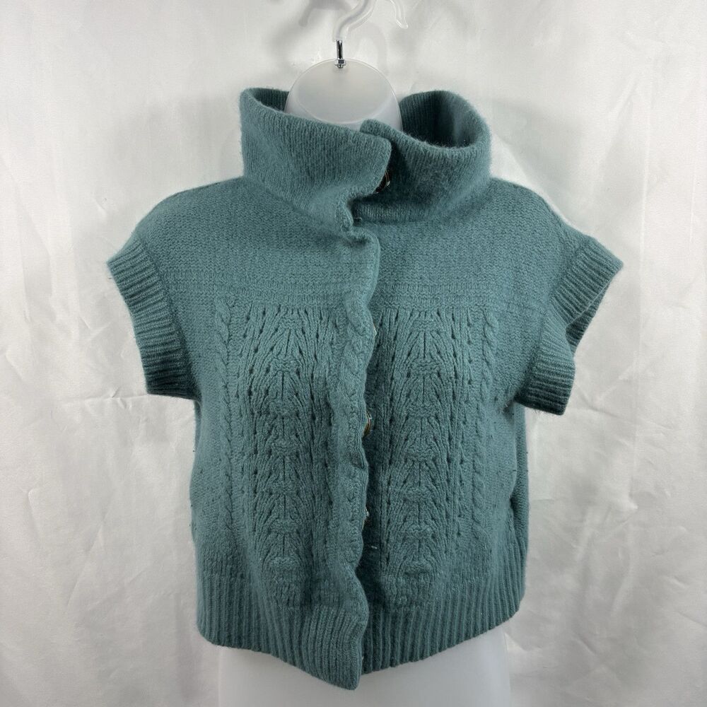 Free People Women's XS Cropped Knit Sweater Lambswool Angora Boho Cottagecore